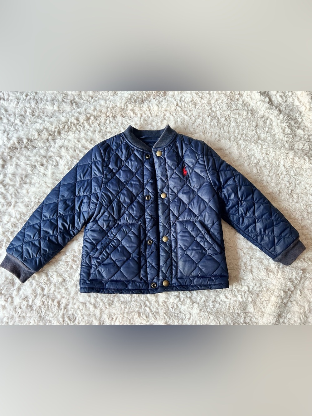 Polo by Ralph Lauren Navy Quilted Puffer Jacket with Red Logo